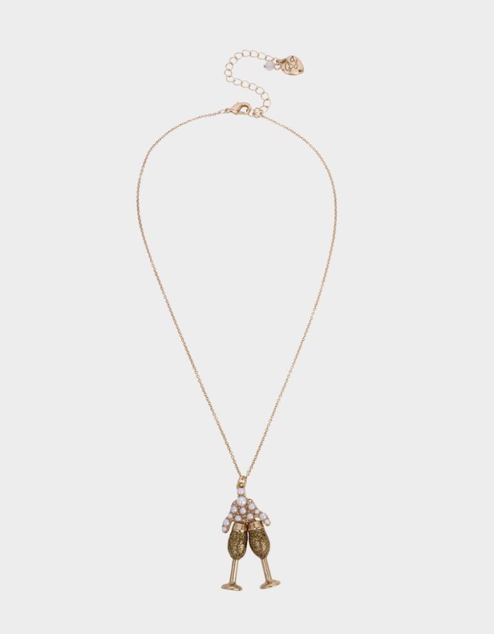 Betseyjohnson Cheers Champagne Long Pendant Fuschia Fab