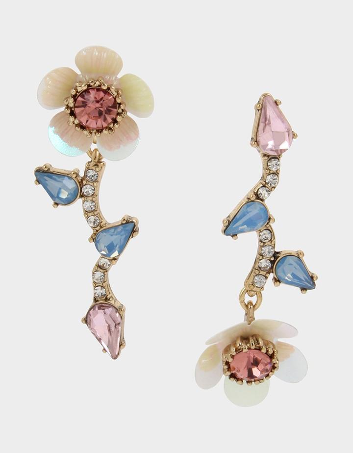 Betseyjohnson Sweetness And Light Flower Mismatch Earrings Multi