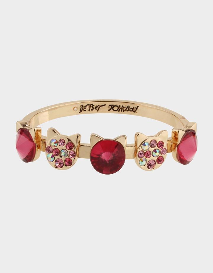Betseyjohnson Skulls And Cats Hinge Bangle Pink