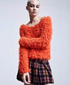 Betseyjohnson Bj Vintage Shag To It Sweater Orange