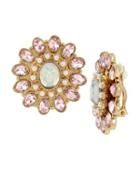 Steve Madden Betsey Blue Tickled Pink Button Clip Earrings Pink