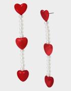 Betseyjohnson Red Hot Hearts Linear Earrings Red