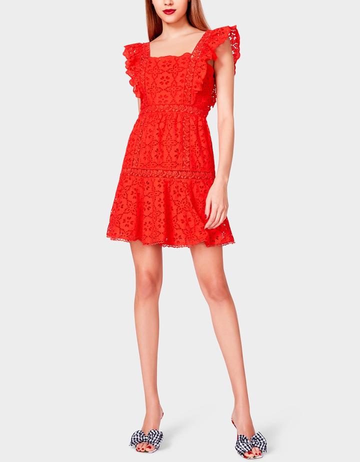 Betseyjohnson Mosaic Cotton Eyelet Dress Red