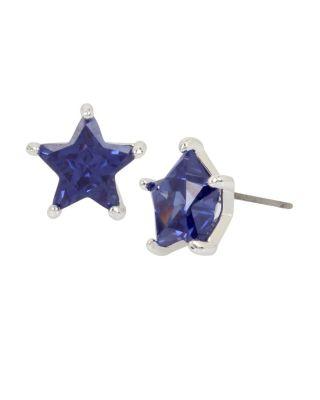 Steve Madden Cz Stars Blue Stud Earrings Blue