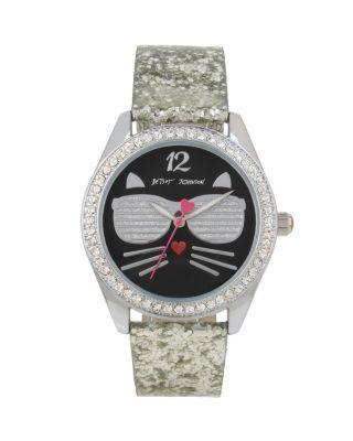 Steve Madden Cool Kitty Silver Glitter Watch Silver