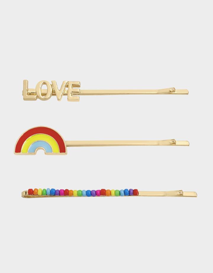 Betseyjohnson Love Is Love Hair Pin Set Rainbow Multi