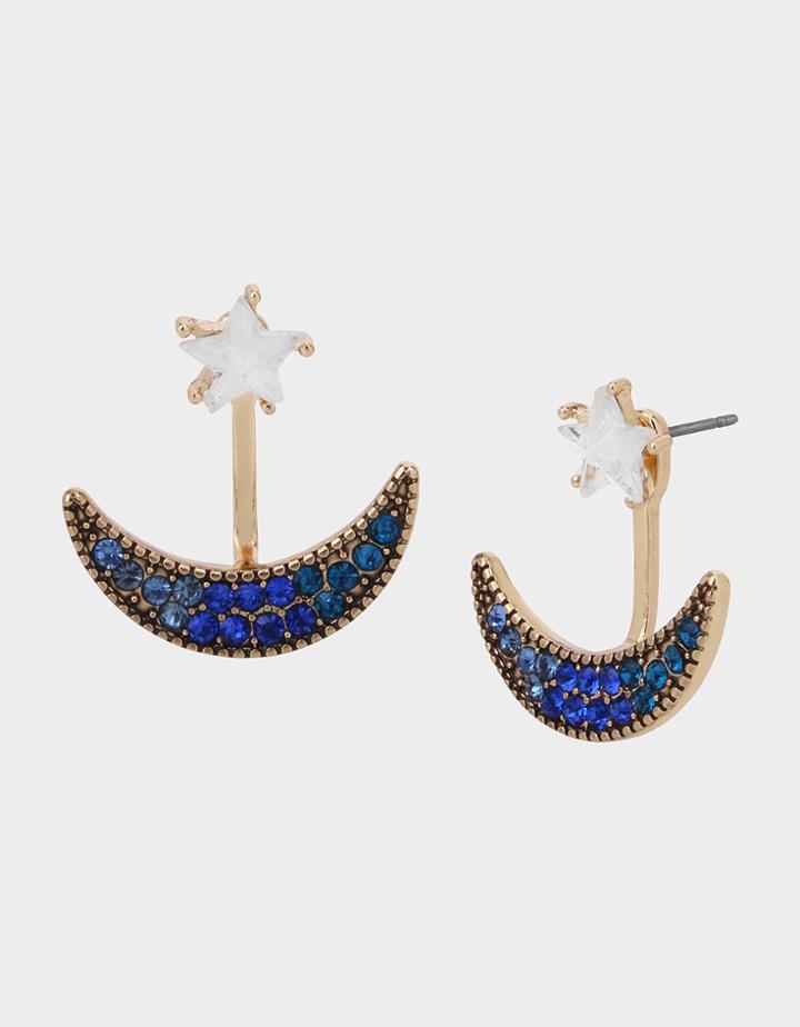 Betseyjohnson Celestial Moon Front Back Earrings Blue
