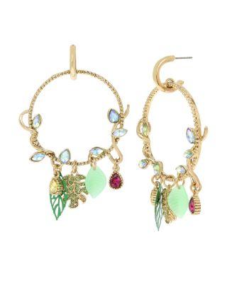 Steve Madden Tropical Punch Vine Hoop Earrings Multi