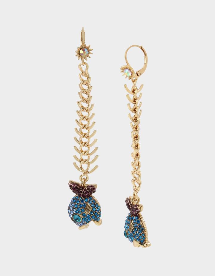 Betseyjohnson Festival Mermaid Fish Linear Earrings Blue