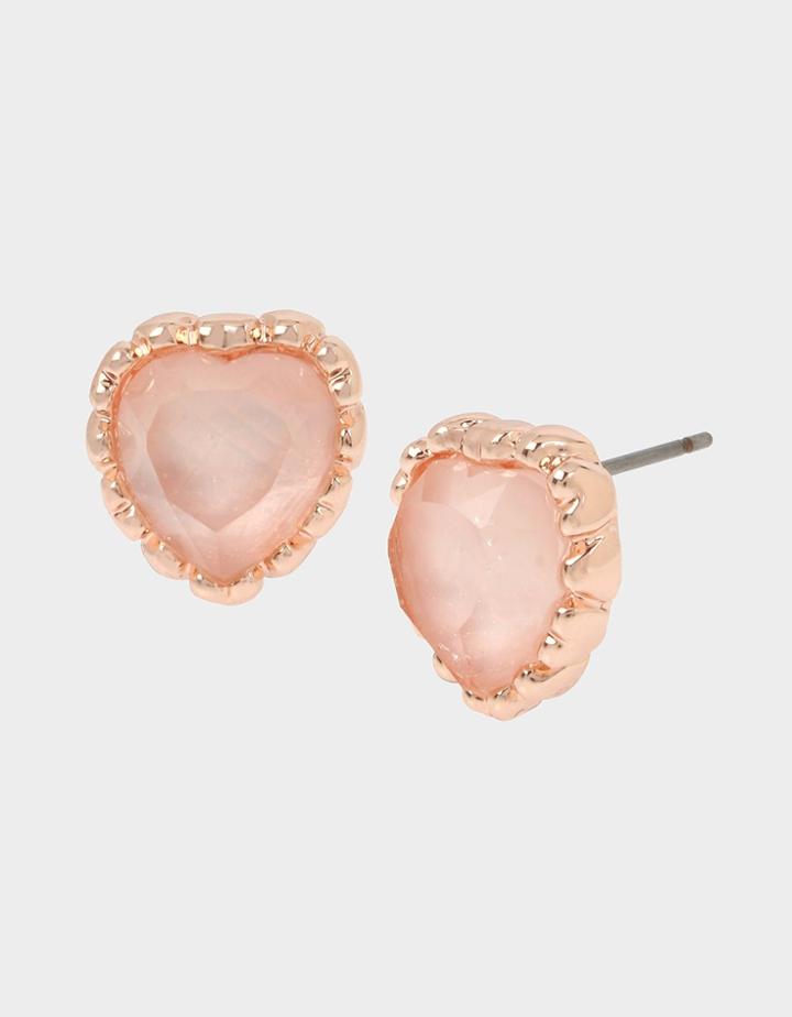 Betseyjohnson Get Your Wings Heart Stud Earrings Blush