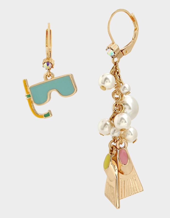 Betseyjohnson Catch The Wave Scuba Mismatch Earrings Blue