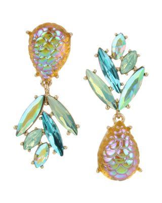 Steve Madden Paradise Lost Pineapple Mismatch Earrings Yellow