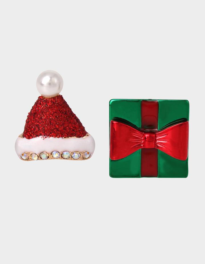 Betseyjohnson Feliz Navidad Santa Studs Red