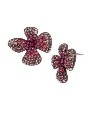 Steve Madden Fairytale Dreams Pink Flower Studs Pink