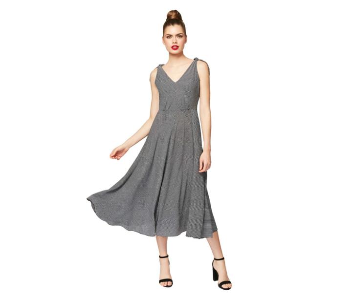 Betseyjohnson Tie-shoulder Midi Dress Black-white