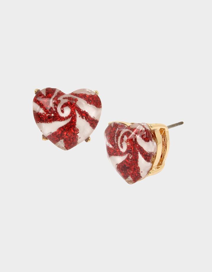 Betseyjohnson Hi Ho Holidays Peppermint Stud Earrings Red