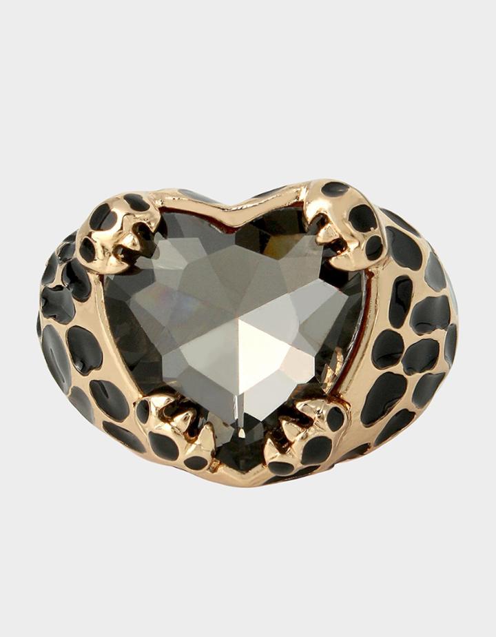 Betseyjohnson True Leopard Heart Ring Black