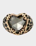 Betseyjohnson True Leopard Heart Ring Black