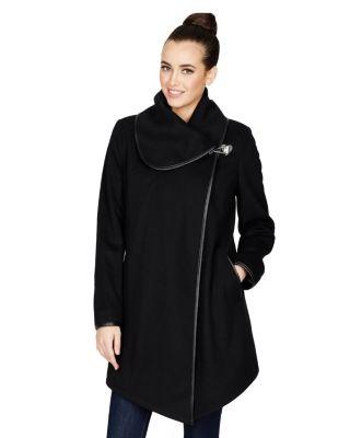 Steve Madden Dreamy Draped Wool Jacket Black