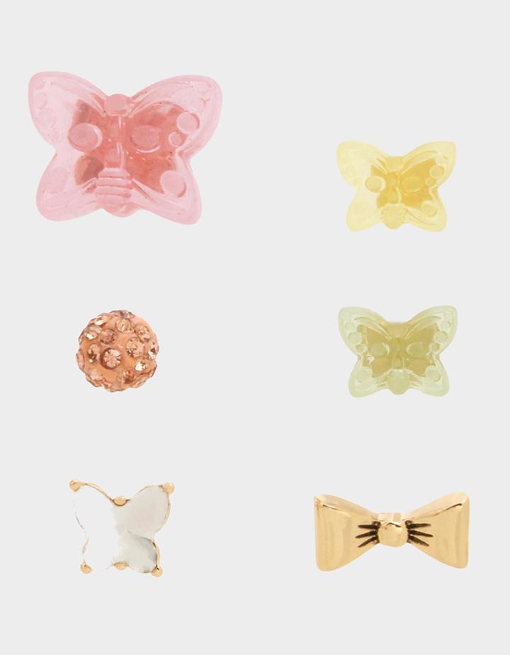 Betseyjohnson Gummy Butterfly Stud Set Pastel Multi