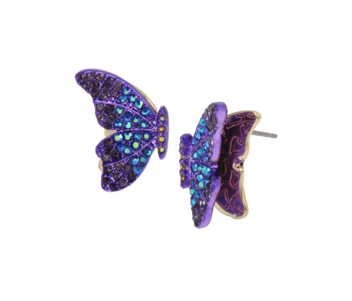 Betseyjohnson Butterfly Blitz Wings Stud Earrings Purple