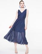 Betseyjohnson Dotted Tie Sleeve Chiffon Dress Navy