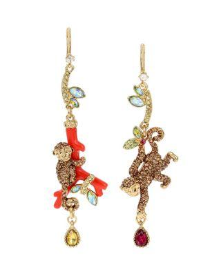 Steve Madden Tropical Punch Monkey Earrings Multi