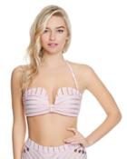 Steve Madden Shimmer Stripes Molded Bra Top Pink