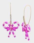 Betseyjohnson Pink Xmas Bow Hook Earrings Fuschia Fab