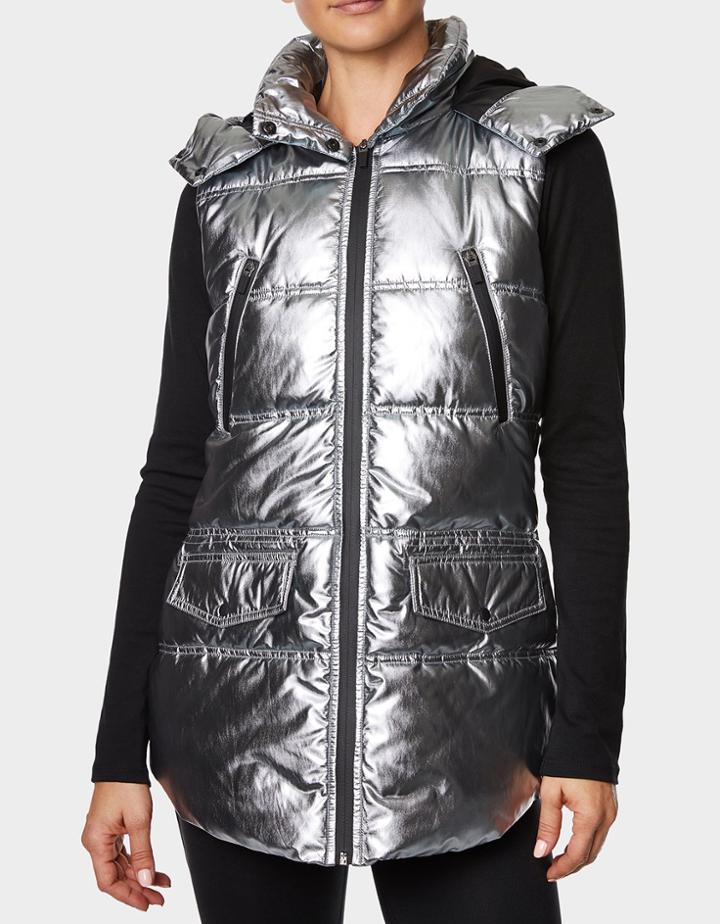 Betseyjohnson Longline Hood Puffer Vest Silver