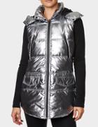 Betseyjohnson Longline Hood Puffer Vest Silver
