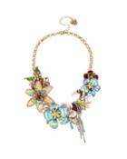 Steve Madden Paradise Lost Statement Flower Necklace Multi