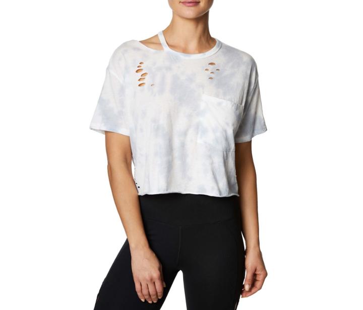 Betseyjohnson Oversized Distressed Crop Tee White-grey