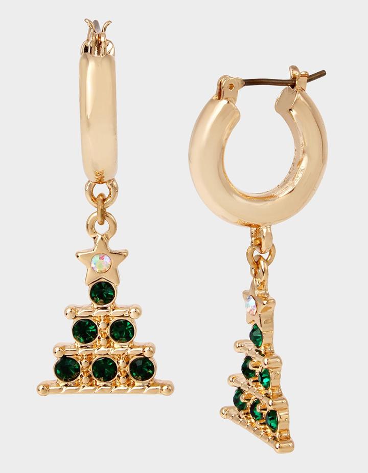 Betseyjohnson Holiday Whimsy Tree Drop Earrings Green