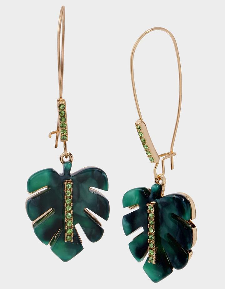 Betseyjohnson Stay Wild Leaf Earrings Green