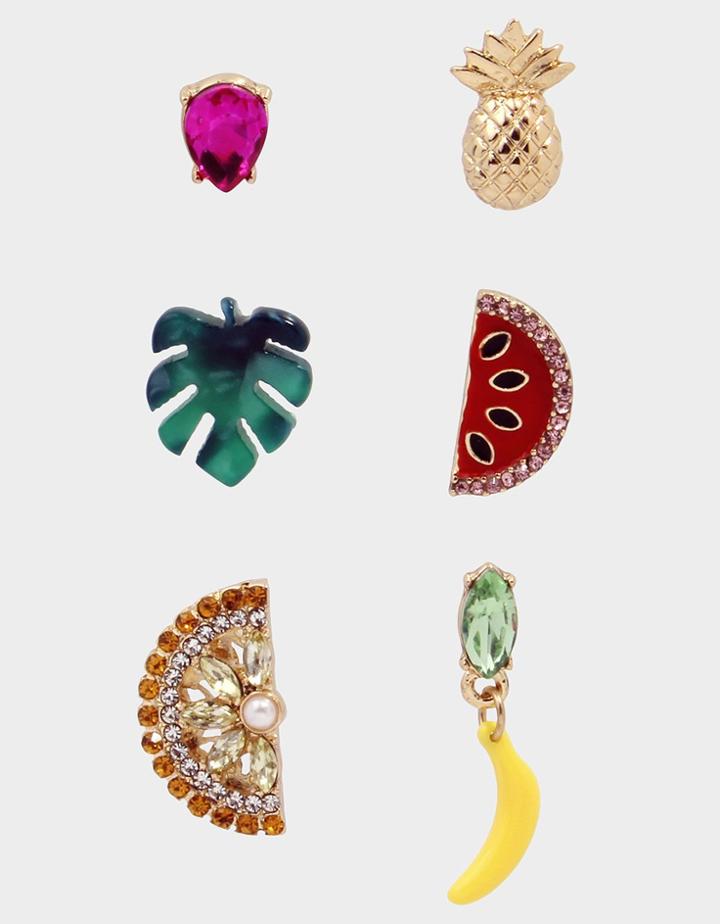 Betseyjohnson Stay Wild Fruit Stud Set Multi
