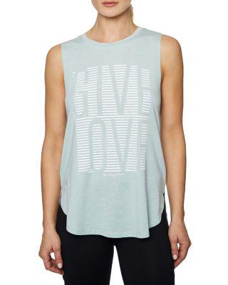 Steve Madden Give Love Stripe High Low Muscle Tee Seafoam Su