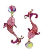 Steve Madden Crabby Couture Pink Fish Earrings Pink