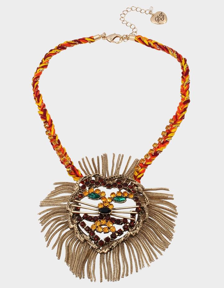 Betseyjohnson Stay Wild Statement Lion Pendant Multi