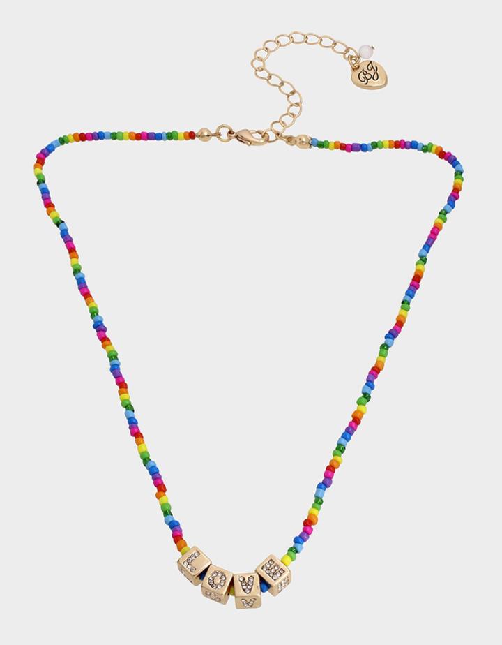 Betseyjohnson Love Is Love Beaded Necklace Rainbow Multi
