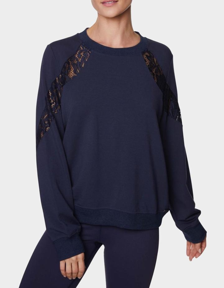 Betseyjohnson Lovely Lace Inset Sweatshirt Navy