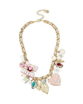 Steve Madden Flat Out Floral Charm Necklace Multi