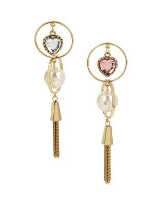 Steve Madden Betsey Blast Heart Orbital Earrings Pink