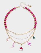 Betseyjohnson Pink Xmas Charm Necklace Multi