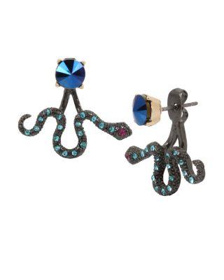 Steve Madden Mystic Baroque Snake Earrings Blue