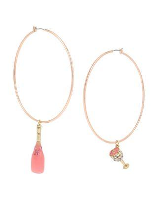 Steve Madden Betsey Blast Champagne Hoop Earrings Pink