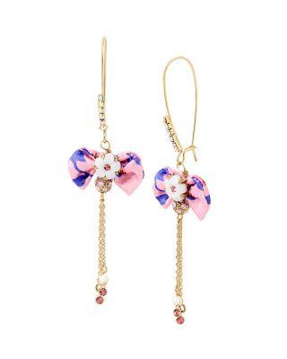 Steve Madden Summer Flowers Bow Earrings Pink