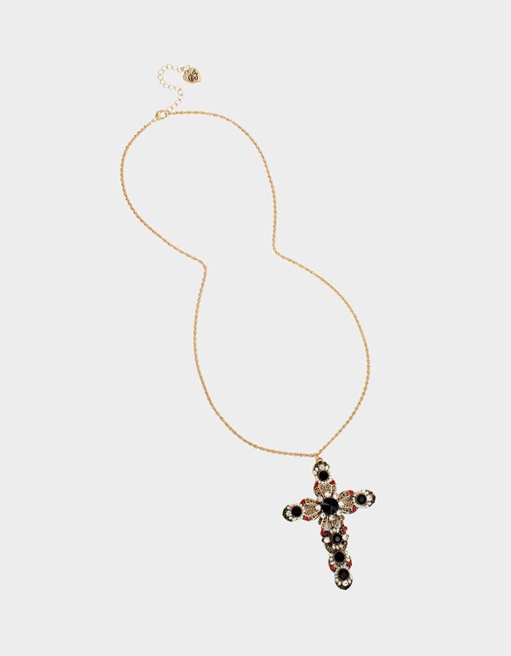 Betseyjohnson Rockin Riches Cross Long Pendant Black