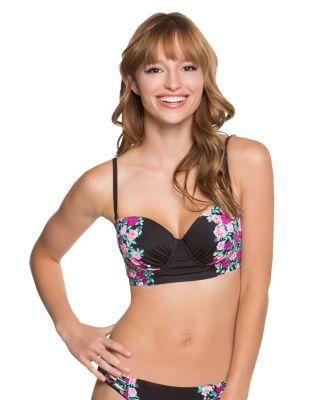 Steve Madden Ballerina Rose Bump Me Up Bra Top Black Multi