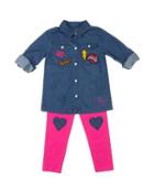 Steve Madden Chambray Love 4-6x 2 Piece Legging Set Multi